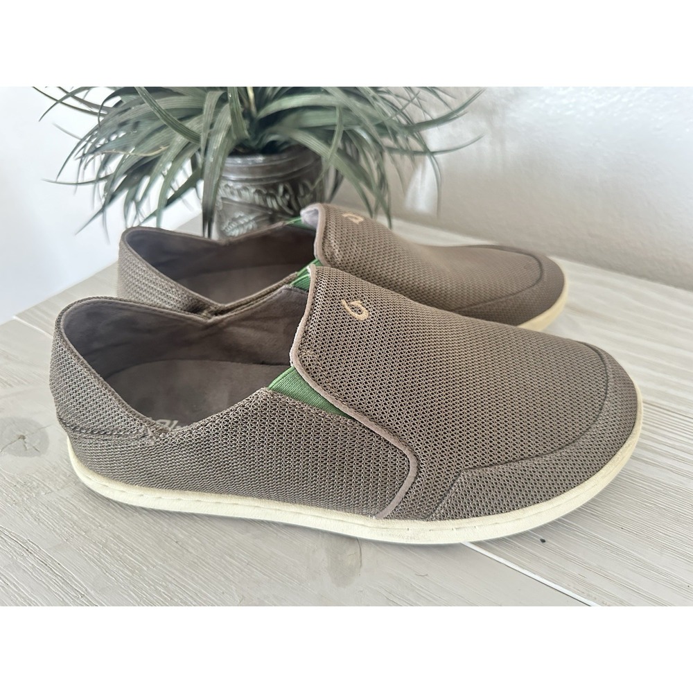 Olukai Nohea Mesh Mens Shoes Size 10‎ Slip On Loafers Brown Fold Down Heel Slide